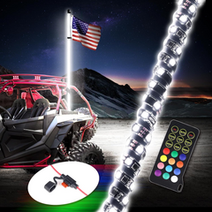 RGBW LED Whip Light - Dreaming Color + Pure White Color, RF Remote Control- Lighted Whips for Can-Am ATV UTV RZR Polaris Offroad Truck