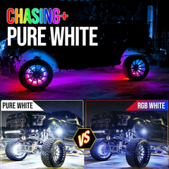 Beatto Chasing Color With Pure White Double Row Wheel Ring Lights For ATV/UTV/SXS/Jeep/Truck/Car