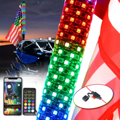 Beatto LED Whip Lights Dancing/Chasing Color, Fat 2FT, 3FT UTV Whips, RF Remote+App Control