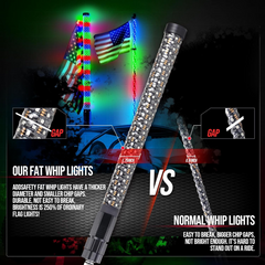 Fat Whip Lights UTV Whip Lights with Rocker Switch,High Brightness Antenna Whips Side by Side with Steering/Brake and Reverse Fit for Offroad ATV RZR Truck