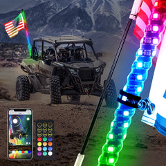 Beatto LED Whip Lights Dancing/Chasing Color, RF Remote+App Control with Flagpole for ATV/UTV/SXS