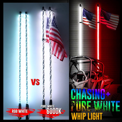 RGBW LED Whip Light - Dreaming Color + Pure White Color, RF Remote Control- Lighted Whips for Can-Am ATV UTV RZR Polaris Offroad Truck