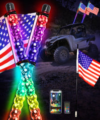 Beatto LED Whip Lights Dancing/Chasing Color, RF Remote+App Control with Flagpole for ATV/UTV/SXS