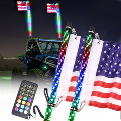 Beatto RF Remote Control RGB LED Whips Light with Dacning/Chasing Light