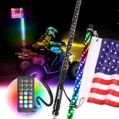 Beatto RF Remote Control RGB LED Whips Light with Dacning/Chasing Light