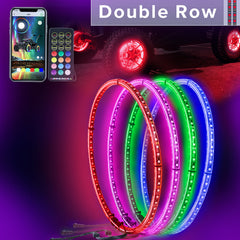 Beatto RGB LED Single & Double Row Wheel Ring Light Kit with App+RF Remote Control for ATV/UTV/SXS/Jeep/Truck/Car