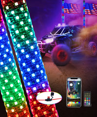 Beatto LED Whip Lights Dancing/Chasing Color, Fat 2FT, 3FT UTV Whips, RF Remote+App Control